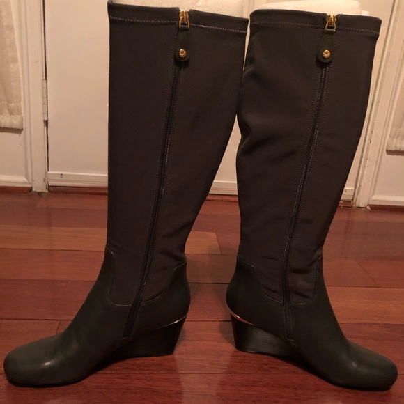COPY - Isaac Mizrahi Knee High Grey Wedge Boots - Picture 2 of 5
